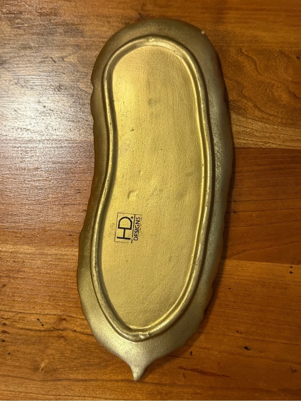 Gold Ceramic Feather Trinket Dish Jewelry Catchall